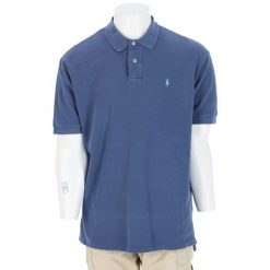 Second life - Męska krótka koszulka polo niebieska - Jak nowy. Niebieskie koszulki polo RALPH LAUREN, m, bez wzorów, bez kołnierzyka, bez ramiączek. Za 127.76 zł.