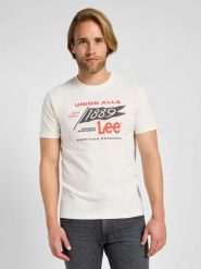 MESKA KOSZULKA LEE SS FRONTIER TEE ECRU 112355576. Bluzki z długim rękawem Lee, xl, bez wzorów, bez kołnierzyka, bez ramiączek. Za 79.99 zł.
