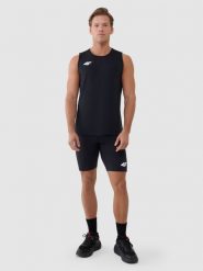 4F Legginsy krótkie treningowe męskie - czarne L. Czarne legginsy długie sportowe 4F, l, bez wzorów, z dzianiny, do biegania. Za 109.99 zł.
