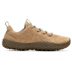 Buty trekkingowe męskie Merrell Wrapt. Brązowe buty trekkingowe Merrell, bez wzorów, z materiału, bez zapięcia, trekkingowe. Za 683.00 zł.