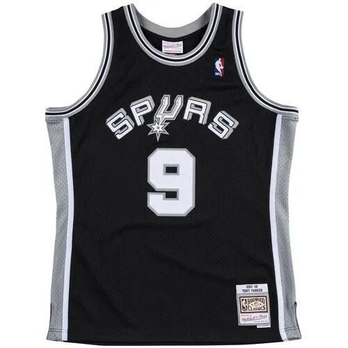 Koszulka Nba San Antonio Spurs Tony Parker. Czarne t-shirty sportowe Mitchell & Ness, bez wzorów, bez ramiączek, do koszykówki. W wyprzedaży za 421.50 zł.