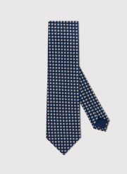 PAKO LORENTE – Granatowy krawat męski w drobny wzór. Niebieskie krawaty i muchy Pako Lorente, bez wzorów, z poliesteru. Za 69.99 zł.