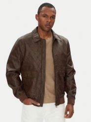 Guess Kurtka z imitacji skóry M5YL01 WGUC0 Brązowy Regular Fit. Brązowe kurtki Guess, l, z aplikacjami, ze skóry, bez kaptura. Za 529.99 zł.