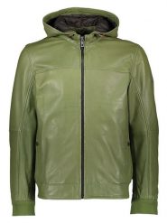 Bugatti Skórzana kurtka w kolorze zielonym rozmiar: 56. Zielone kurtki Bugatti, bez wzorów, ze skóry, bez kaptura. Za 891.99 zł.