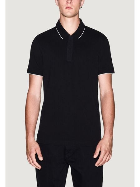 Armani Exchange Polo XM001285 AF10366 UC001 Czarny Slim Fit. Czarne koszulki polo Armani Exchange, m, bez wzorów, z bawełny, bez kołnierzyka, bez ramiączek. Za 236.99 zł.