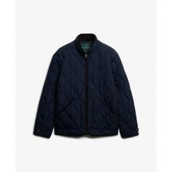 Kurtka puchowa Superdry Estate Liner. Niebieskie kurtki Superdry, m, bez wzorów, z puchu, bez kaptura. W wyprzedaży za 443.05 zł.