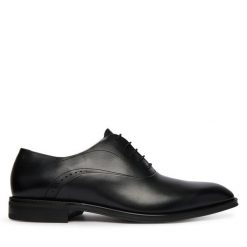 Półbuty BOSS. Czarne eleganckie półbuty Boss, bez wzorów, bez obcasa, bez zapięcia. Za 1,489.00 zł.