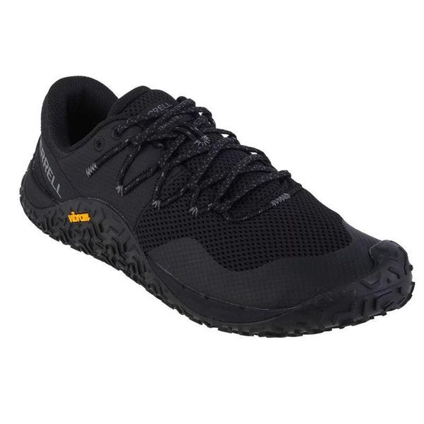 Buty Męskie Bieganie Trail Glove 7. Czarne buty turystyczne Merrell, bez wzorów, z gumy, bez zapięcia, do biegania. Za 780.99 zł.