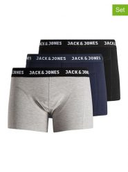 Jack & Jones Bokserki (3 pary) w kolorze czarnym, granatowym i szarym rozmiar: XL. Czarne bokserki Jack & Jones, xl, bez wzorów. Za 90.95 zł.