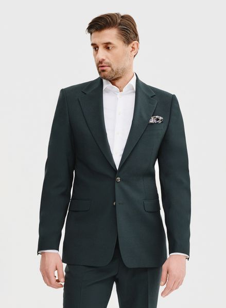 PAKO LORENTE – Wełniana marynarka garniturowa w kolorze zielonym. Zielone garnitury Pako Lorente, do pracy, m, bez wzorów, z wełny. Za 1,699.99 zł.