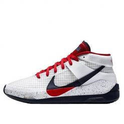 Buty koszykarskie męskie Nike KD13. Białe buty do koszykówki Nike, za kostkę, bez zapięcia, do koszykówki. Za 857.00 zł.