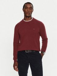 Tommy Hilfiger Sweter MW0MW36347 Bordowy Regular Fit. Czerwone swetry rozpinane Tommy Hilfiger, l, bez wzorów, z bawełny, bez kołnierzyka, bez ramiączek. Za 459.99 zł.