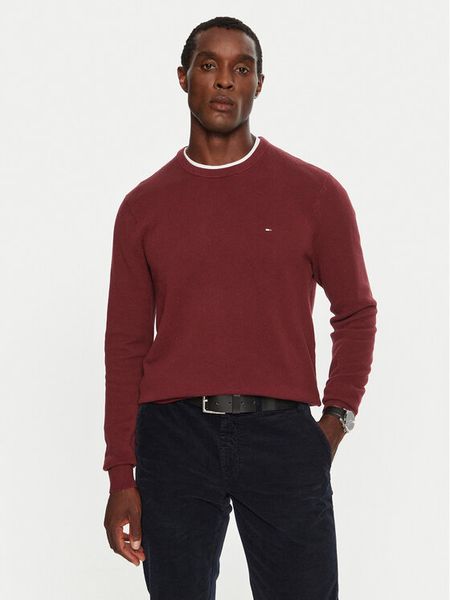 Tommy Hilfiger Sweter MW0MW36347 Bordowy Regular Fit. Czerwone swetry rozpinane Tommy Hilfiger, l, bez wzorów, z bawełny, bez kołnierzyka, bez ramiączek. Za 459.99 zł.