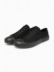 Niskie monochromatyczne męskie trampki - czarne V5 - Rozmiar: 40. Czarne trampki Ombre Clothing, m, bez wzorów, bez zapięcia. Za 219.99 zł.