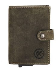 HIDE & STITCHES Skórzany portfel "Idaho" w kolorze ciemnozielonym - 10 x 8 x 1,5 cm rozmiar: onesize. Zielone portfele HIDE & STITCHES, bez wzorów, z materiału. Za 82.99 zł.