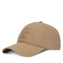 Czapka z daszkiem Calvin Klein. Brązowe czapki z daszkiem CALVIN KLEIN, bez wzorów. Za 169.99 zł.