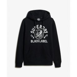 Bluza z kapturem Superdry Label. Czarne bluzy z kapturem Superdry, l, bez wzorów, z kapturem. Za 396.20 zł.