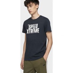 T-shirt męski TSM004 - ciemny granat melanż. T-shirty 4F, m, bez wzorów, bez kołnierzyka, bez ramiączek. W wyprzedaży za 49.99 zł.