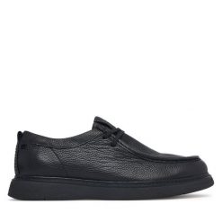 Półbuty Tommy Hilfiger. Czarne eleganckie półbuty Tommy Hilfiger, bez wzorów, bez obcasa, bez zapięcia. Za 649.99 zł.