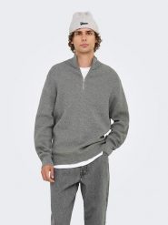ONLY & SONS Sweter "Phil" w kolorze szarym rozmiar: XXL. Szare swetry nierozpinane Only & Sons, xxl, bez wzorów, prążkowane, bez kołnierzyka, bez ramiączek. Za 109.78 zł.