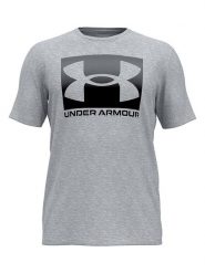 Under Armour Koszulka sportowa "Boxed" w kolorze szarym rozmiar: M. Szare t-shirty sportowe Under Armour, bez wzorów, z materiału, bez ramiączek, outdoorowe. Za 92.86 zł.