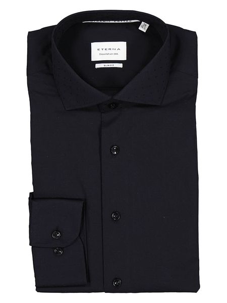 Eterna Koszula - Slim fit - w kolorze czarnym rozmiar: 41. Czarne koszule Eterna, bez wzorów, z bawełny, bez kołnierzyka, bez ramiączek. Za 118.01 zł.