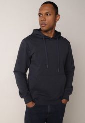 Granatowa Bluza z Kapturem i Kieszenią Typu Kangur Aqialei. Niebieskie bluzy Born2be, l, bez wzorów, z dresówki, z kapturem. Za 99.99 zł.