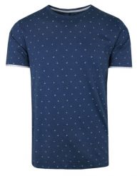 T-Shirt Granatowa z Nadrukiem Postrzępione Brzegi, Koszulka, Krótki Rękaw, U-neck. Niebieskie bluzki z długim rękawem Porthal, m, bez wzorów, z bawełny, bez kołnierzyka, bez ramiączek. Za 115.00 zł.