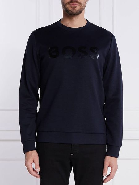 Hugo Boss Bluza w kolorze granatowym rozmiar: XL. Niebieskie bluzy HUGO BOSS, xl, bez wzorów, z bawełny, bez kaptura. Za 505.13 zł.