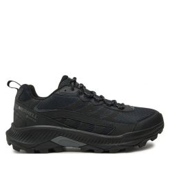 Trekkingi Merrell. Czarne buty trekkingowe Merrell, bez wzorów, z gore-texu, bez zapięcia. Za 389.99 zł.