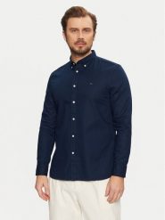 Tommy Hilfiger Koszula Flex Dobby MW0MW37578 Granatowy Slim Fit. Niebieskie koszule Tommy Hilfiger, m, bez wzorów, z bawełny, bez kołnierzyka, bez ramiączek. Za 319.99 zł.