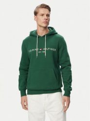 Tommy Hilfiger Bluza Logo MW0MW11599 Zielony ciemny Regular Fit. Zielone bluzy Tommy Hilfiger, m, bez wzorów, z bawełny, bez kaptura. Za 489.99 zł.