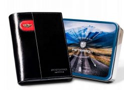 Portfel skórzany Peterson [D] PTN 22308L-VT-E czarny. Czarne portfele Peterson, bez wzorów, ze skóry. Za 107.99 zł.