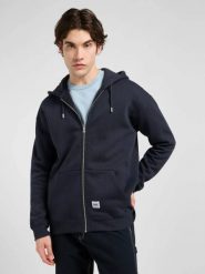 MESKA BLUZA LEE WW FULL ZIP HOODIE REBEL NAVY 112372339. Niebieskie bluzy Lee, s, bez wzorów, z kapturem. Za 149.99 zł.