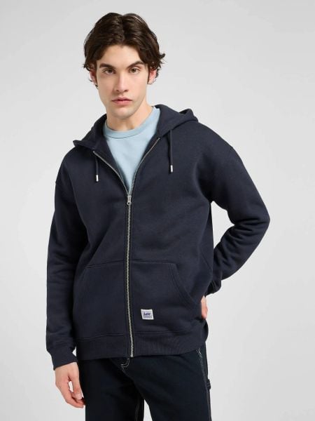 MESKA BLUZA LEE WW FULL ZIP HOODIE REBEL NAVY 112372339. Niebieskie bluzy Lee, s, bez wzorów, z kapturem. Za 149.99 zł.