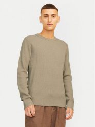 Jack&Jones Sweter Perfect 12257771 Beżowy Regular Fit. Brązowe swetry rozpinane Jack&Jones, l, bez wzorów, z bawełny, bez kołnierzyka, bez ramiączek. Za 119.99 zł.
