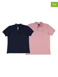 The Time of Bocha Koszulki polo (2 szt.) w kolorze jasnoróżowym i granatowym rozmiar: M. Niebieskie koszulki polo The Time of Bocha, m, bez wzorów, z bawełny, bez kołnierzyka, bez ramiączek. Za 165.99 zł.