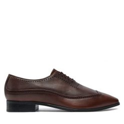 Półbuty Baldowski. Brązowe eleganckie półbuty Baldowski, bez wzorów, bez obcasa, bez zapięcia. Za 609.99 zł.