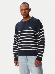 Calvin Klein Jeans Sweter LV04RG305G Granatowy Relaxed Fit. Niebieskie swetry rozpinane Calvin Klein Jeans, m, bez wzorów, z bawełny, bez kołnierzyka, bez ramiączek. Za 449.99 zł.