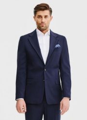 PAKO LORENTE – Wełniana marynarka garniturowa w kolorze granatowym. Garnitury Pako Lorente, do pracy, m, bez wzorów, z wełny. Za 1,699.99 zł.