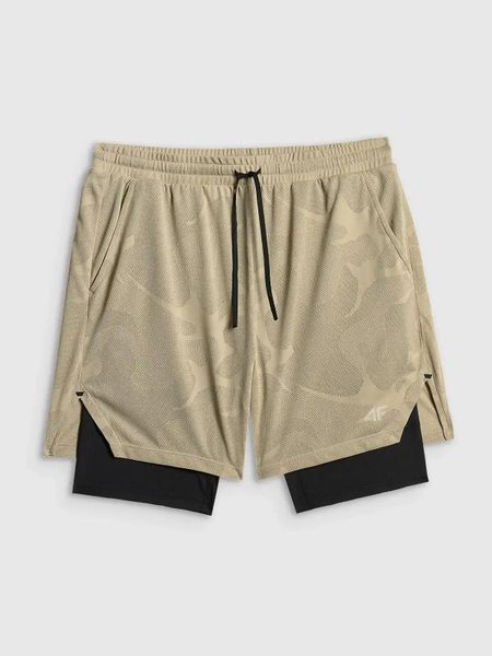 Szorty treningowe 2 w 1 z wykończeniem szybkoschnącym męskie beżowe 4F 2XL. Zielone krótkie spodenki sportowe Under Armour, m, bez wzorów, z materiału. Za 179.99 zł.