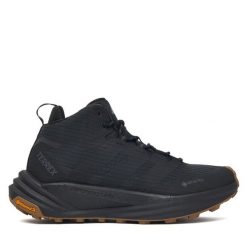 Trekkingi adidas. Czarne botki sznurowane Adidas, bez wzorów, z gore-texu, bez obcasa, bez zapięcia. Za 899.99 zł.
