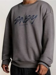 Bluza z napisem - szary. Szare bluzy bez kaptura Sinsay, l, bez wzorów, bez kaptura. W wyprzedaży za 17.99 zł.