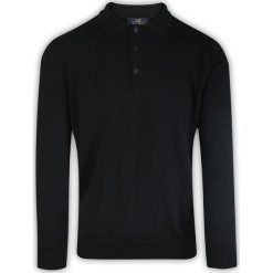 Sweter, Czarny z Kołnierzykiem, Góra Rozpinana na Guziki, Jednokolorowy -EM Men's Accessories. Czarne swetry rozpinane Em men's accessories, l, bez wzorów, z bawełny, bez kołnierzyka, bez ramiączek. Za 149.00 zł.