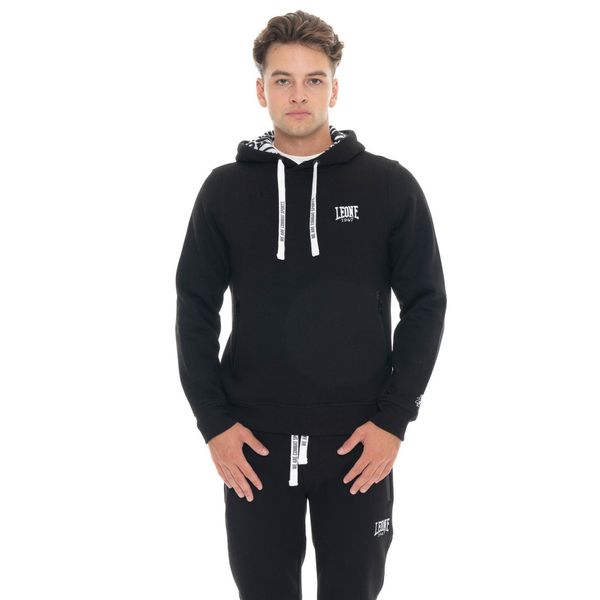 Bluza zimowa Herren z Kapuze zum Überziehen, mała Leone 1947 Logo. Czarne bluzy LEONE 1947 APPAREL, na zimę, bez wzorów, z bawełny, bez kaptura. W wyprzedaży za 206.29 zł.