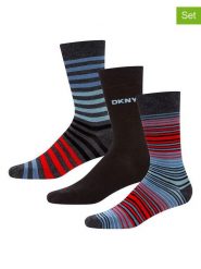 DKNY Skarpety (3 pary) w kolorze czerwono-szaro-czarnym rozmiar: 40-45. Czarne skarpety DKNY, bez wzorów. Za 30.63 zł.
