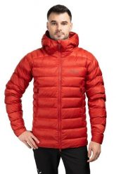 Kurtka trekkingowa puchowa męska Electron Pro. Czerwone kurtki RAB, m, bez wzorów, z materiału, bez kaptura. Za 1,449.99 zł.