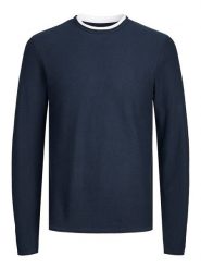 Jack & Jones Sweter w kolorze granatowym rozmiar: M. Niebieskie swetry nierozpinane Jack & Jones, m, bez wzorów, z bawełny, bez kołnierzyka, bez ramiączek. Za 88.02 zł.