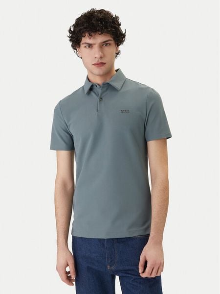Guess Polo M6RP02 KD202 Niebieski Slim Fit. Niebieskie koszulki polo Guess, m, z aplikacjami, z syntetyku, bez kołnierzyka, bez ramiączek. Za 299.99 zł.