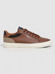 Pepe Jeans FOOTWEAR Sneakersy "Kenton Court" w kolorze brązowym rozmiar: 42. Brązowe buty sportowe casual Pepe Jeans FOOTWEAR, bez wzorów, z jeansu, bez zapięcia. Za 173.99 zł.